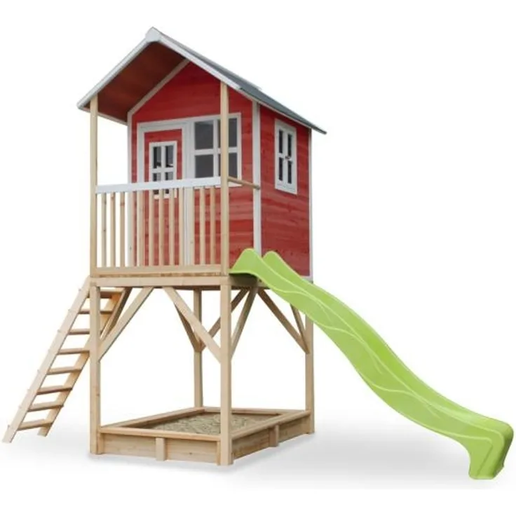 Exit Holz Spielhaus Loft 700 | Rot | 391 x 190 x 269 cm