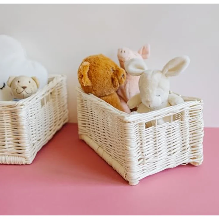 Creative Home Holzkiste Weidenkorb Aufbewahrungskorb, Handgeflochten, Haltbar (1 St), Korb Geflochten Naturkorb mit Griffen Aufbewahrung – Bild 3