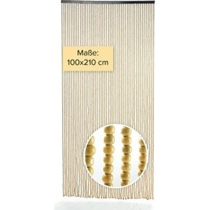Kobolo Türvorhang COFFEE Holzperlen braun 50 Stränge 100x210cm (1 St), Ösen, halbtransparent – Bild 6