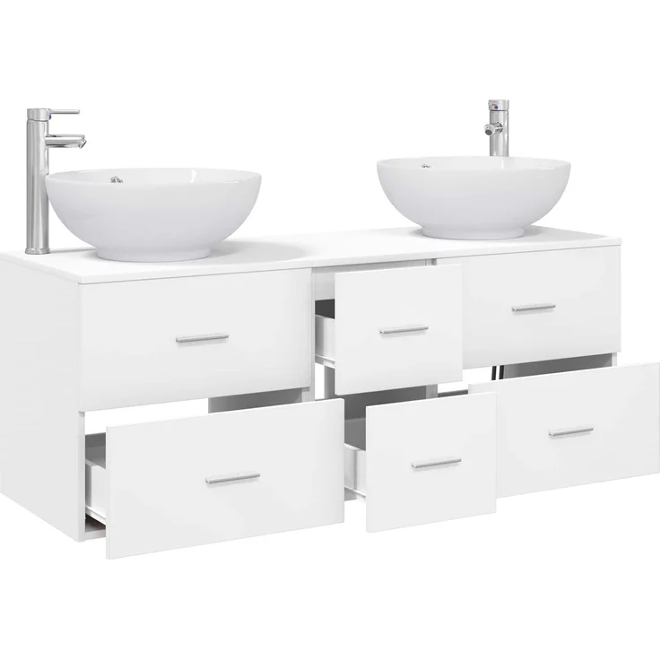 vidaXL Badezimmerschrank-Set 3 stk. Weiß 129 x 44,5 x 80 cm 3405907 – Bild 3