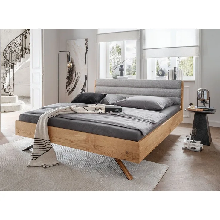 Doppelbett 180x200cm 'Combo II' Wildeiche geölt Polsterkopfteil