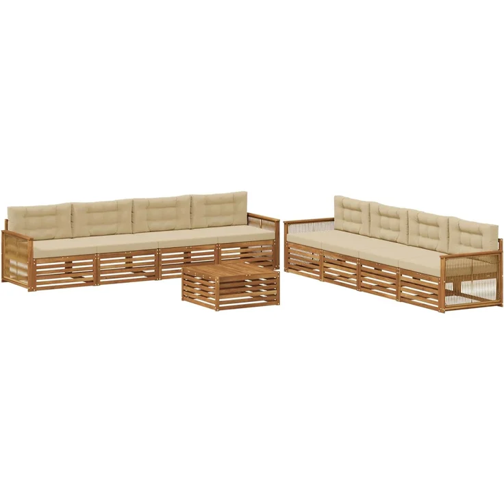 vidaXL Outdoor-Sofagarnitur 9 stk. 8-Sitzer Natur und Beige 3383181 – Bild 2