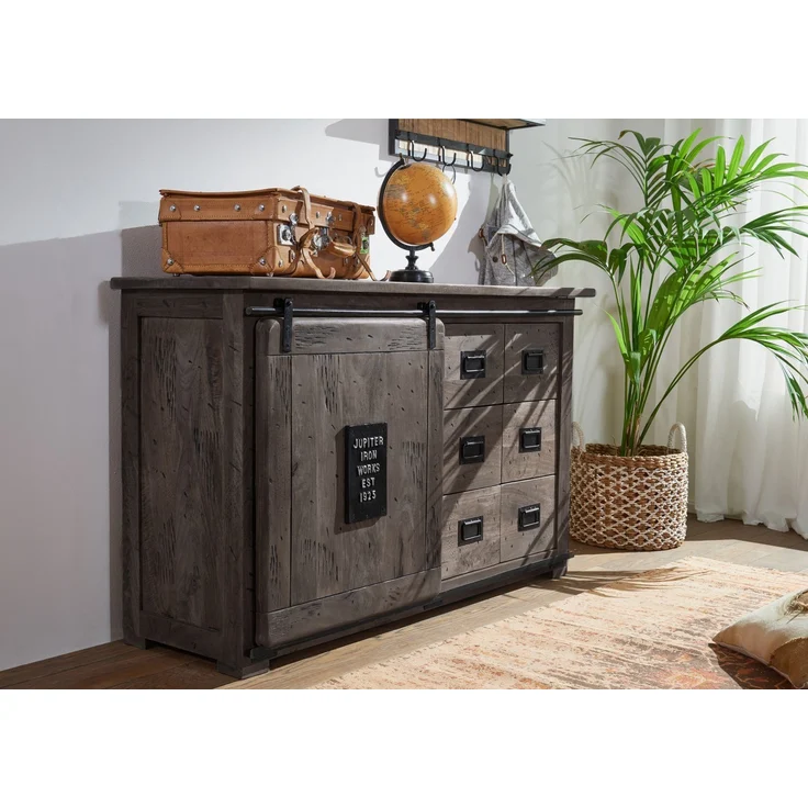 Sideboard Mango 140x45x85 grau lackiert RAILWAY #221 – Bild 2