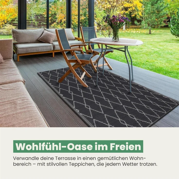 Bestlivings Outdoor Teppich Wetterfest und UV-Beständig ( 80x250cm / Raute ) Teppich aus Kunststoff für Garten, Balkon, Terrasse - Outdoorteppich – Bild 5
