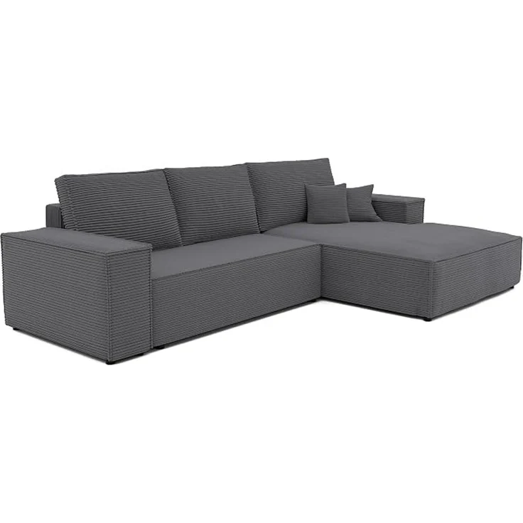 Ecksofa (Ausrichtung rechts) mit Schlaffunktion & Bettkasten, 294x185 cm, Kiefernholz & MDF, DL-Auszugsmechanismus, hoher Sitzkomfort, Grau – Bild 4