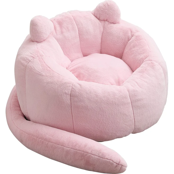 Katzenförmiges Sofa mit langem Tai Erwachsener Beanbag Sofa ohne Installation Geeignet für verschiedene Umgebungen wie Wohnzimmer, Schlafzimmer usw, Entspannen und genießen Sie das Leben, rosa--Rosa--112x112x77cm--YOUDENOVA – Bild 3