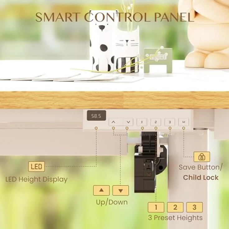 FlexiSpot Kinderschreibtisch, Elektrisch Höhenverstellbarer Schreibtisch mit neigbarer Tischplatte mit LED-Höhenanzeige, 3 Speicherplätzen, Kindersicherung, 110x52 cm (SK2 Kindertisch und Stuhl SET) – Bild 10