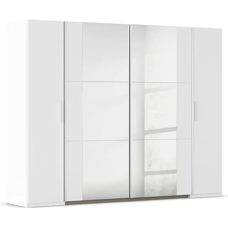 rauch Kleiderschrank, Dreh- und Schwebetürenschrank KRONACH, 4-türig, 2 Spiegeltüren teilaufgelegt, Alpinweiß, 268 x 210 x 59 cm