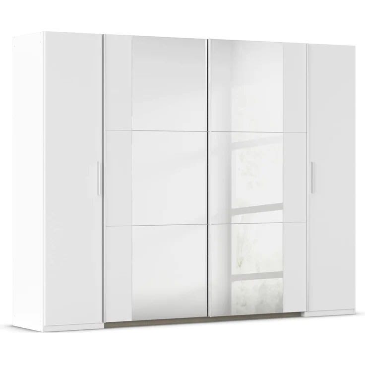 rauch Kleiderschrank, Dreh- und Schwebetürenschrank KRONACH, 4-türig, 2 Spiegeltüren teilaufgelegt, Alpinweiß, 268 x 210 x 59 cm – Bild 1
