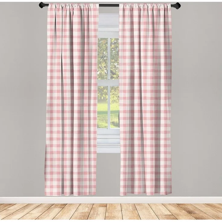 Abakuhaus Gardine Vorhang für Wohnzimmer Schlafzimmer Dekor, Microfaser, Abstrakt Pastell-Gingham-karierte