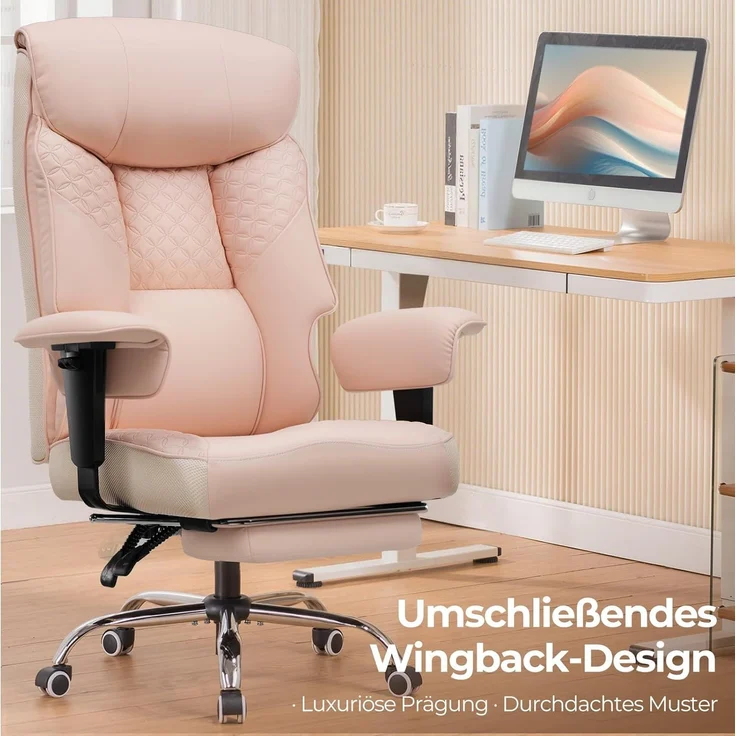 COMHOMA Bürostuhl Gaming Stuhl für Große und Schwere Personen bis 180 kg, ergonomischer Bürostuhl 3D Sitzkissen, verstellbar mit Fußstütz – Bild 5