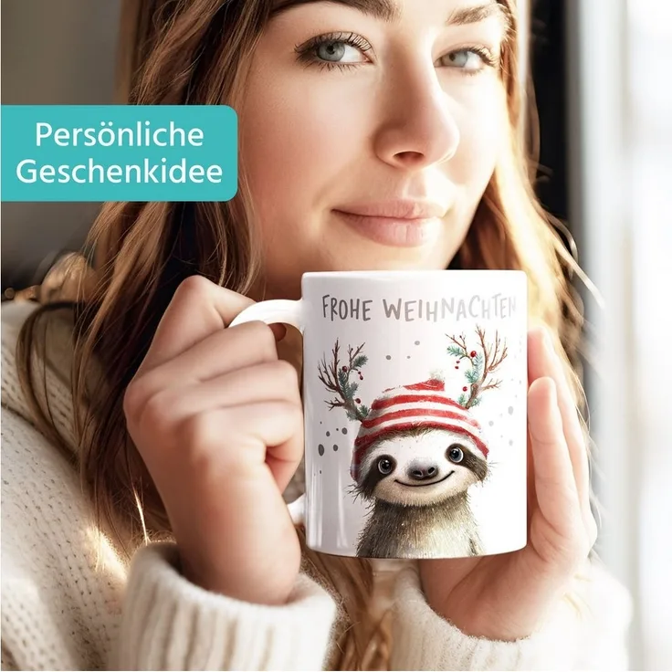 SpecialMe Tasse SpecialMe® Weihnachtstasse Frohe Weihnachten Lustig Tasse Faultier, Keramik