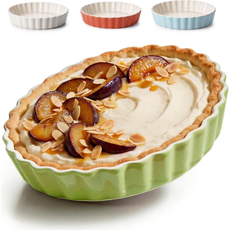 Praknu Auflaufform Tarteform - ø 28cm Hoher Rand - Form für Quiche, Pie, Backform Rund, Porzellan - Keramik, (1-St), Mit Antihaftbeschichtung - Einfach zu Reinigen - Plastikfrei Verpackt – Bild 1