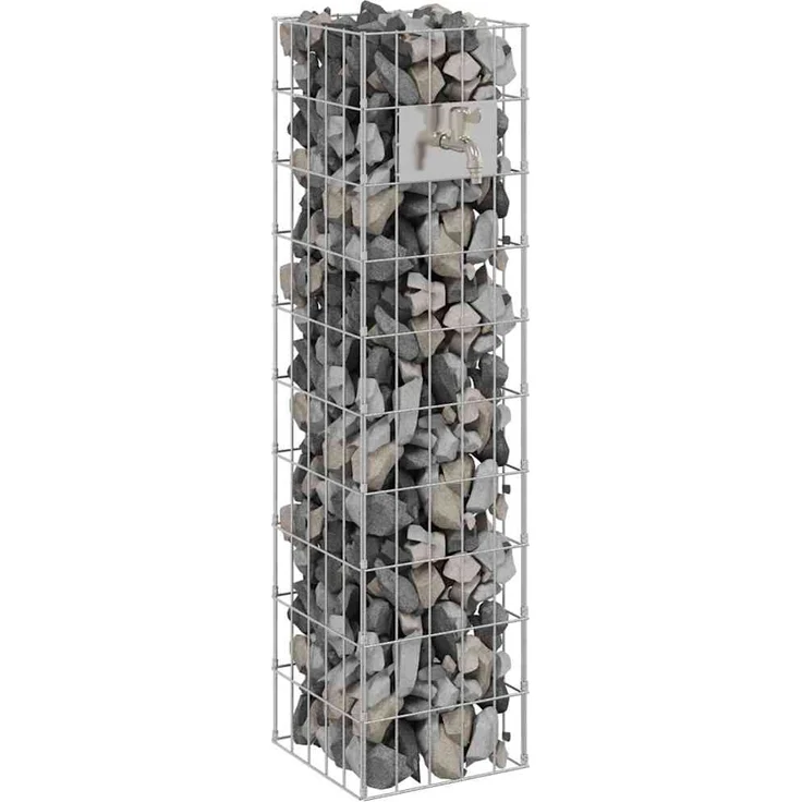vidaXL Gabionen Wasserhahn Silber 25 x 25 x 100 cm Edelstahl 42013414 – Bild 2