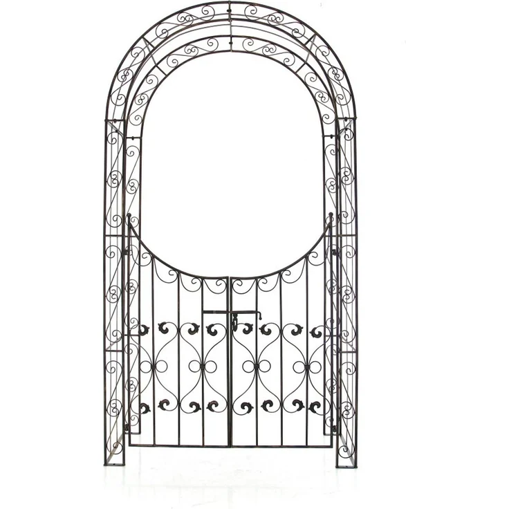Rosenbogen WEIMAR mit Tor - 135x41,5x245cm, Metall, Bronze | Rankhilfe Rosen Rankgitter Gartendekoration – Bild 2
