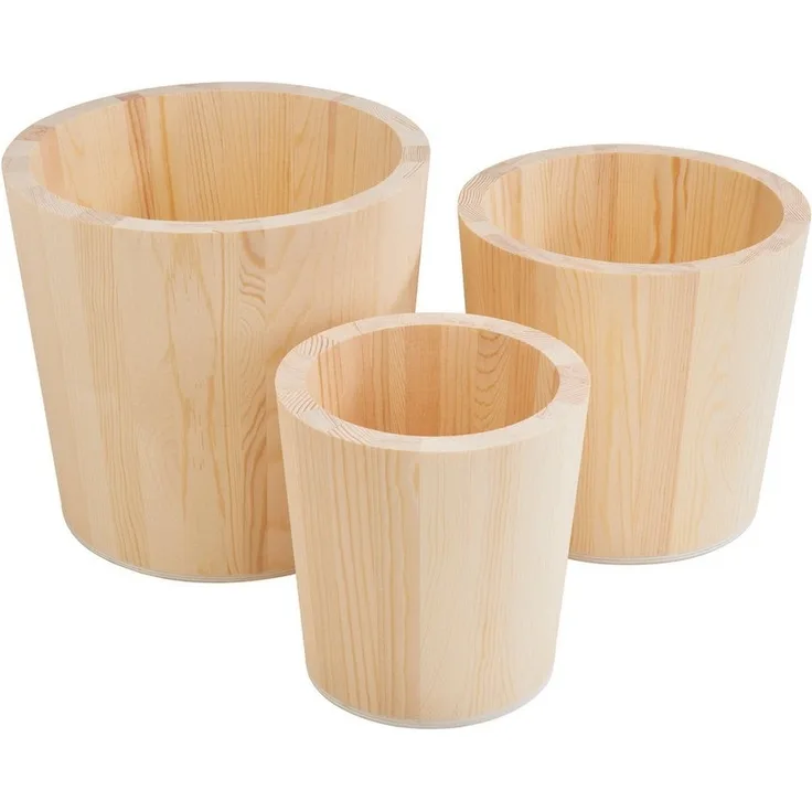 VBS Blumentopf Holz-Pflanztöpfe, 3er-Set, Kiefernholz