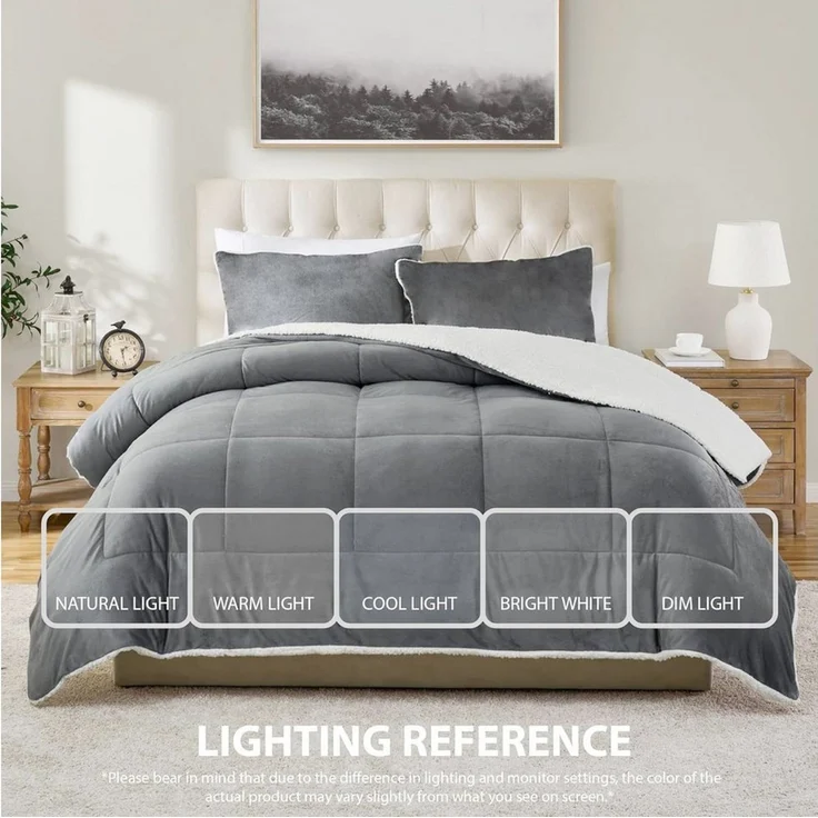 Wohndecke Sherpa Fleecedecke,Bettdecke 135x200 cm,200x200 cm Steppdecke, ibettertec, Weich, Warm, Flauschig Bettdecken-Set mit kissenbezug 80x80 cm – Bild 2