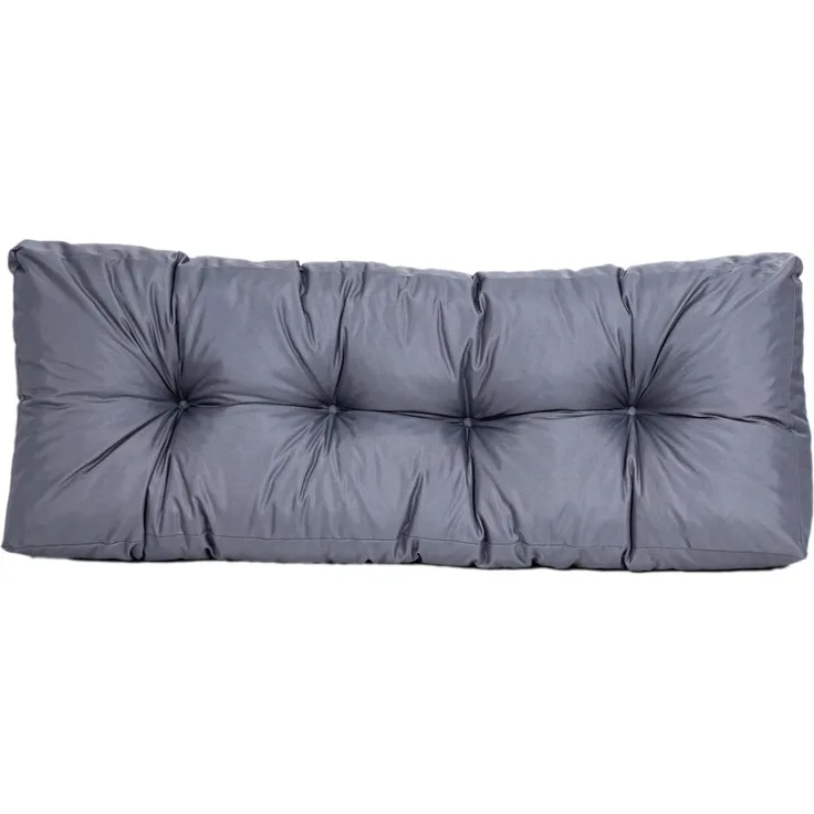 TexDeko® Garden Rückenkissen 120 x 40 x 20/10cm wasserabweisend UV - beständig gesteppt Premium Kissen für Europaletten In- & Outdoor Palettenpolster (Grau)