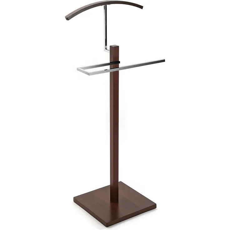 Versa Wengue Moderner und multifunktionaler Herrendiener mit 2 Haken oder Aufhängern für Männer- oder Damenkleidung, Maßnahmen (H x L x B) 112 x 35 x 35 cm, Holz, Farbe: Braun