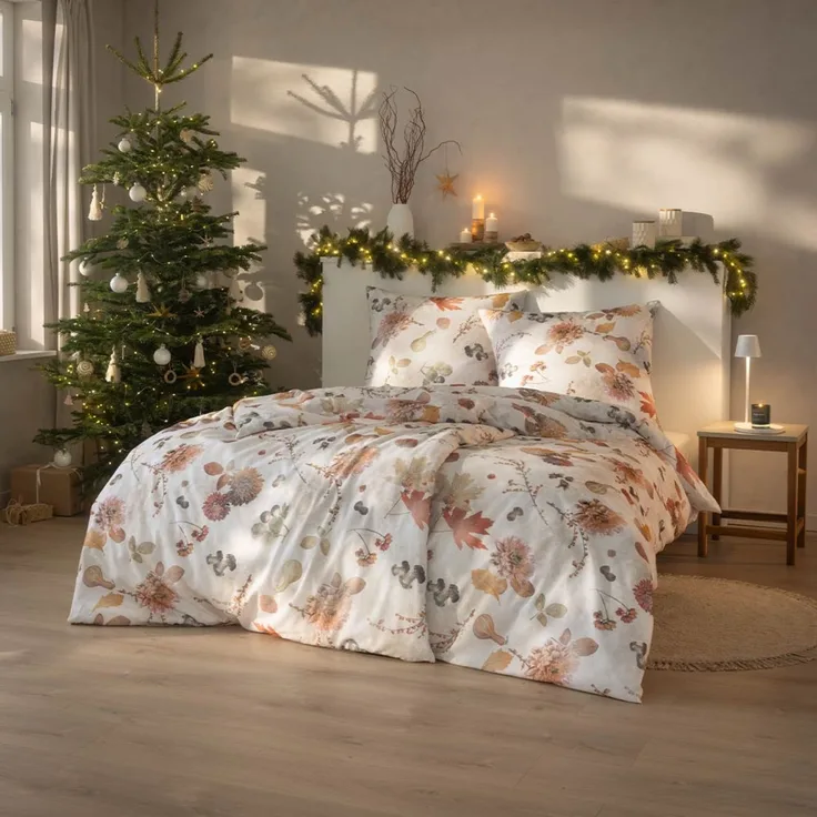 Estella Flanell Bettwäsche Autumn Foliage 4470-325 Blätter 135x200