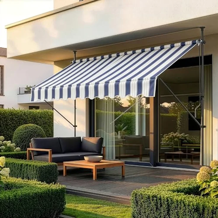Klemmmarkise Stem 250x120x220-309 cm Dunkelblau / Weiß [pro. tec] – Bild 2