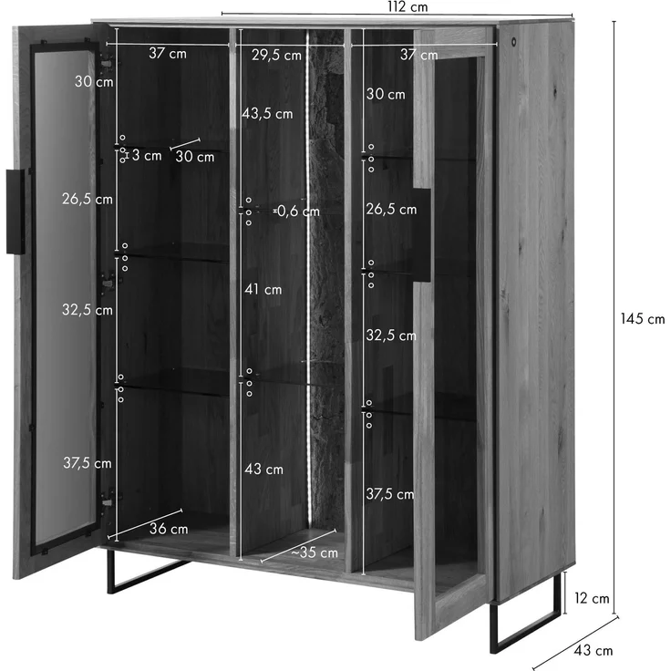 Highboard Wildeiche 112x43x145 natur geölt LINDAU #18 – Bild 8