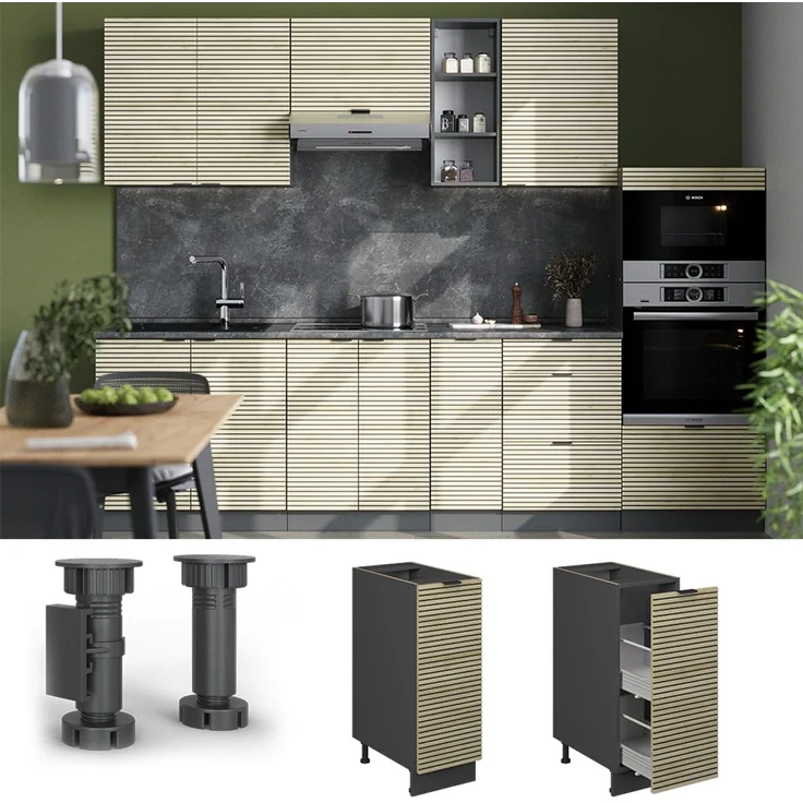 Apothekerschrank Fame-Line Eiche Paneel 30 cm ohne Arbeitsplatte Vicco – Bild 2