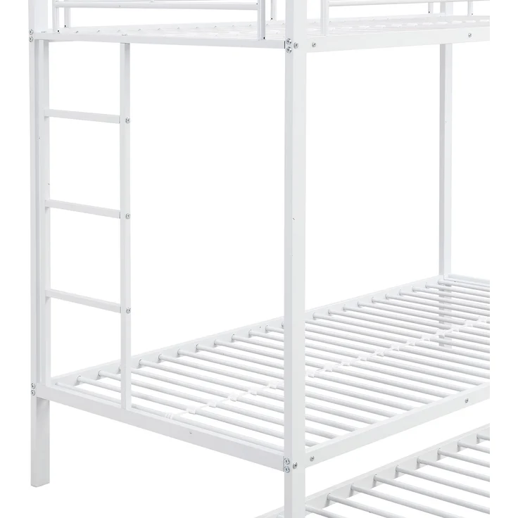Etagenbett 90×200 cm mit Ausziehbett, hohem Rausfallschutz, Metall, Weiß, ohne Matratze – Bild 10