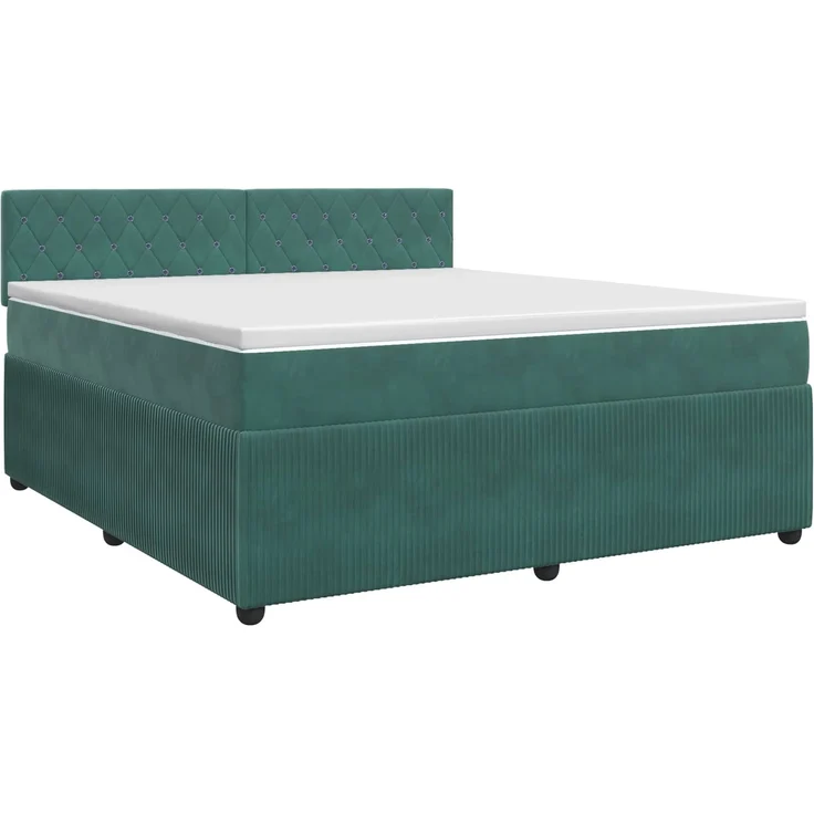 vidaXL Boxspringbett mit Matratze Dunkelgrün 140 x 200 cm Samt 3451688 – Bild 2