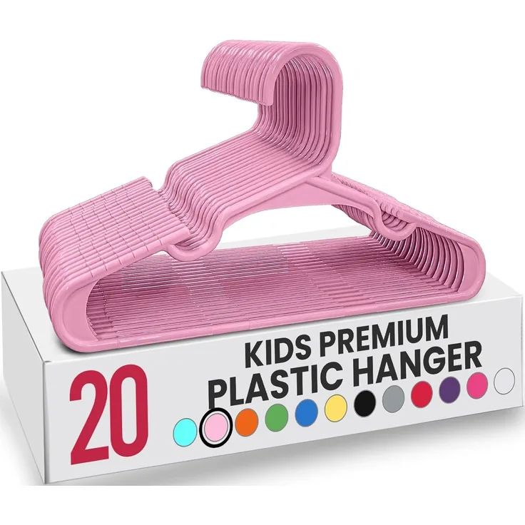 Utopia Home Packung mit 20 Kinderkleiderbügeln - 11,5“ Baby- und Kinderkleiderbügel aus Kunststoff für den Kleiderschrank, ideal für den täglichen Gebrauch, Babyrosa