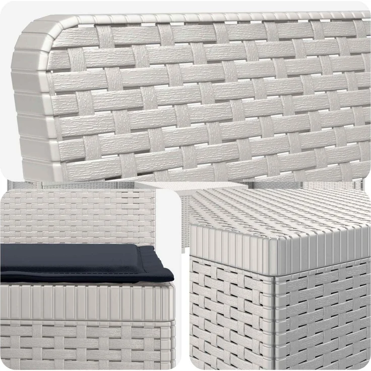 vidaXL 6-Sitzer Garten Sofa mit Kissen Rattan Look PP Weiß 3444117 – Bild 7