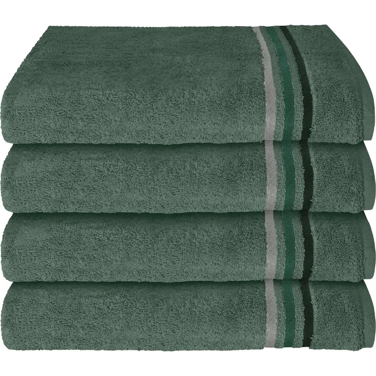 Schiesser Frottier Handtücher Skyline Color im 4er Set aus kuschelweicher Baumwolle, Made IN Green, Farbe:Dunkelgrün, Größe:50x100 cm