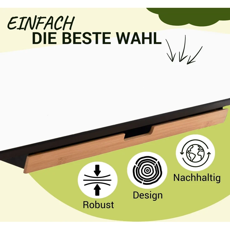 bümö Schreibtisch Organizer Schublade aus Bambus - große Unterbau Ablage für Stifte, Smartphones & Co. - einfach unter dem Tisch montierbar, Premium Schreibtisch Zubehör, us-bambus-gr – Bild 4
