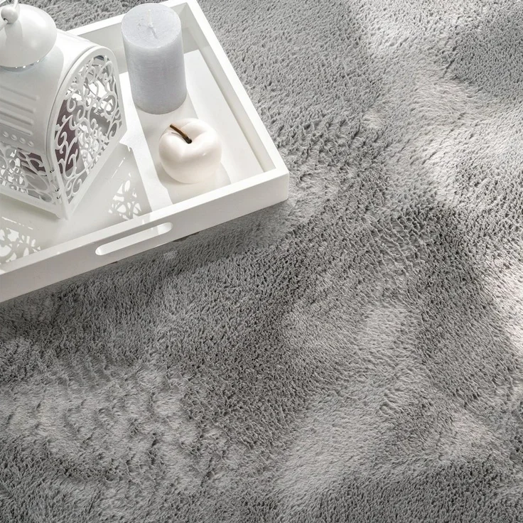 TT Home Teppich, Rechteckig, Höhe: 14 mm, Wohnzimmer Hochflor Teppich Kunstfell Modern Unifarben Flauschig Weich – Bild 2