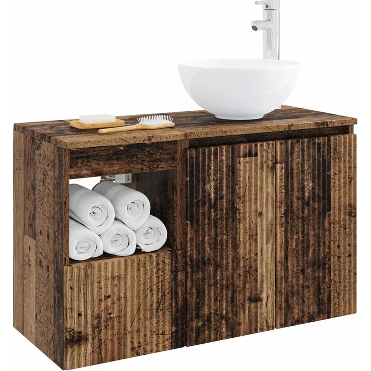 vidaXL Badezimmerschrank-Set 2 stk. Altholz 79,5 x 35 x 80 cm 3404032 – Bild 3