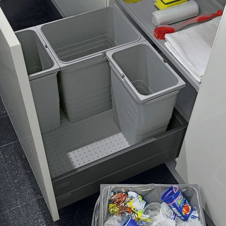 SO-TECH® Mülleimer eins2vier Abfallsammler Höhe: 250 mm, Volumen 15 Liter 306 x 230 mm alugrau 5078 – Bild 3