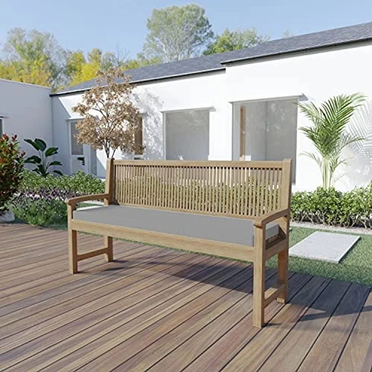 chilly pilley Bankkissen Bankauflage Polsterauflage Reißverschluss mit Schlaufen Kissen für Gartenbank Gartenbankauflage für Gartenmöbel Sitzkissen & Rückenkissen Outdoor (120 x 40 x 5 cm, Silber) – Bild 2