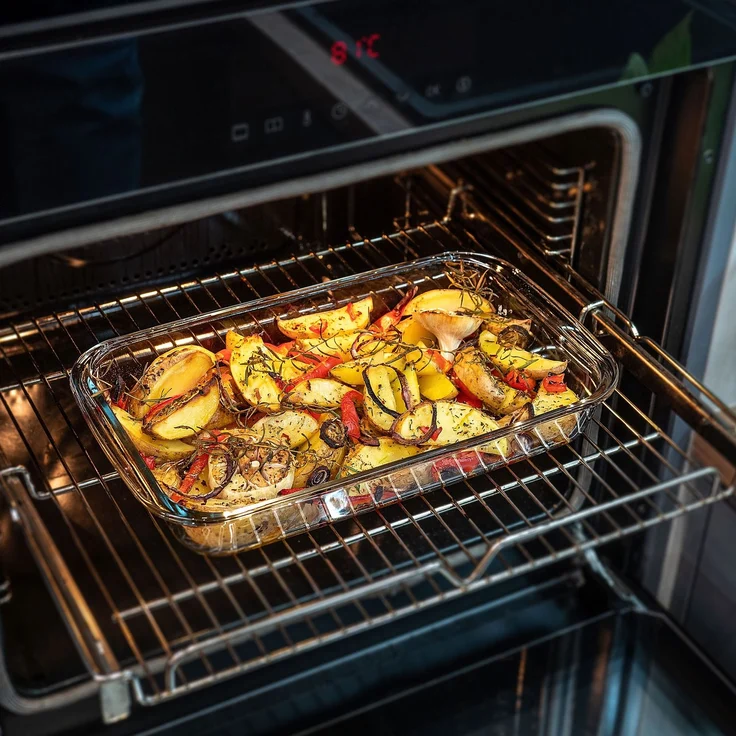 KADAX rechteckige Auflaufform 1 + 1,5 + 2,2 + 3L aus hitzebeständigem Glas, Spülmaschinenfeste Gasbackformen, Geschirr zum Braten, Glasauflaufform für Lasagne, Kuchen 4er-Set – Bild 4