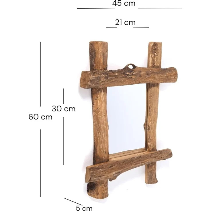 DESIGN DELIGHTS Wandspiegel WANDSPIEGEL "VINTAGE Holz massiv", Treibholz, 60x45 cm (HxB), Spiege – Bild 2