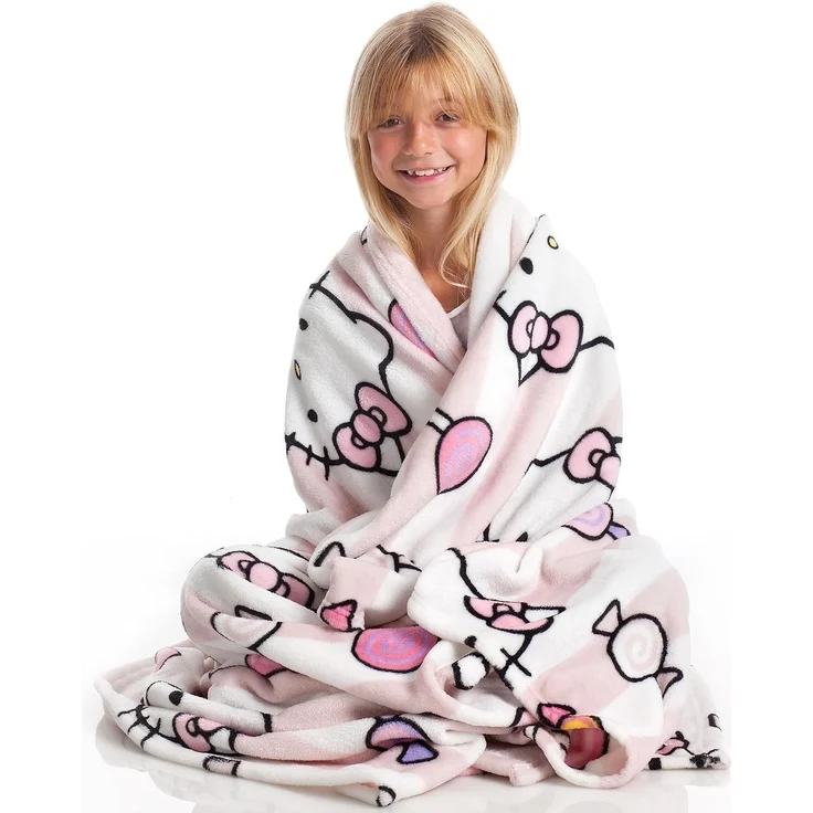 Kanguru Hello Kitty Tagesdecke, Pinke, weiche Decke 130x170 cm, Mikrofaser tagesdecke bettüberwurf oder tagesdecke Sofa. Qualität mit Ökotex-Prüfzertifikat, Sanrio – Bild 3