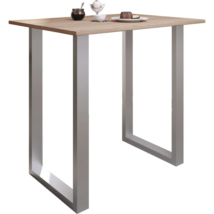 VCM Bartisch Xona 920146 Silber / Sonoma-Eiche H. 102 x B. 110 x T. 80 cm – Bild 1
