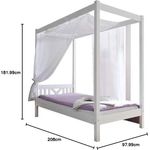 Himmelbett Einzelbett "LaLuna" 90x200 Kiefer massiv