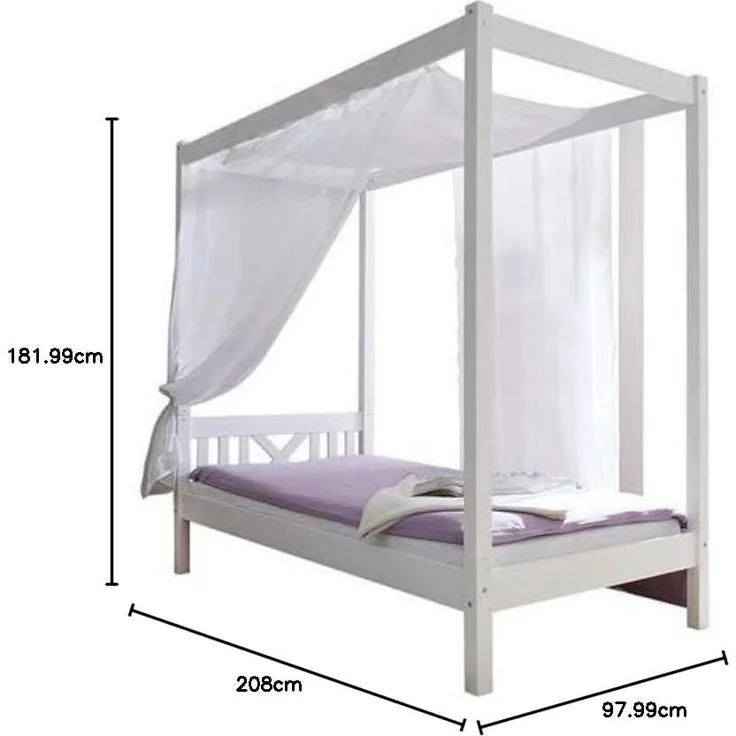 Himmelbett Einzelbett "LaLuna" 90x200 Kiefer massiv