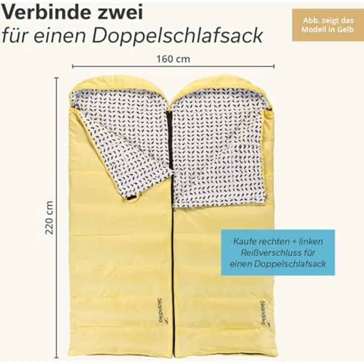 Skandika Deckenschlafsack Iceland Salmon, 3 Jahreszeiten, 220 x 80 cm, Schlafsack, Camping Schlafsäcke – Bild 7