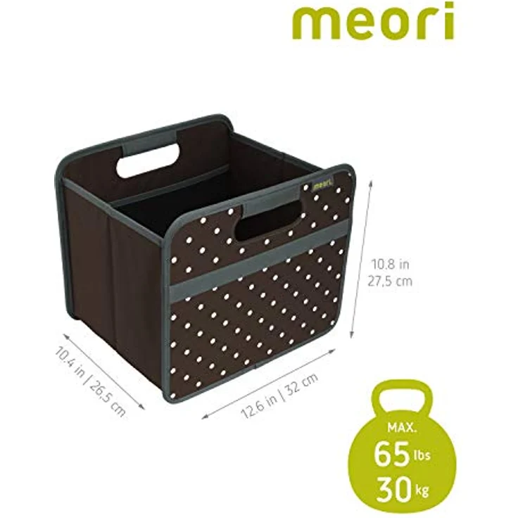 Meori Aufbewahrungsbox Klappbox Ordnungssystem Faltbox 15L braun gepunktet – Bild 5