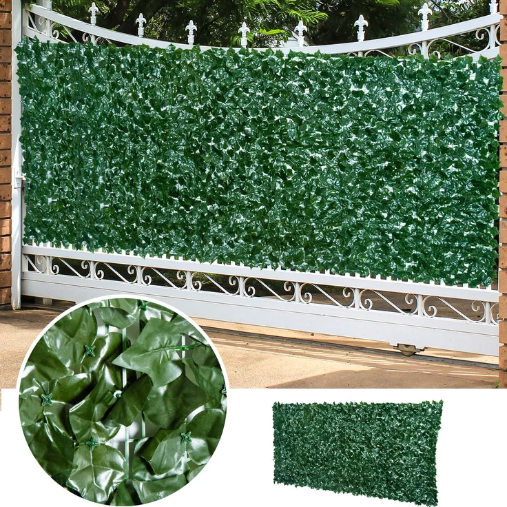 MELAYR, Künstlicher Hecken Sichtschutz, UV Geschützt Sichtschutz, Grün Balkon Sichtschutze, 300 x 1 x 150 cm, Dunkelgrün – Bild 3