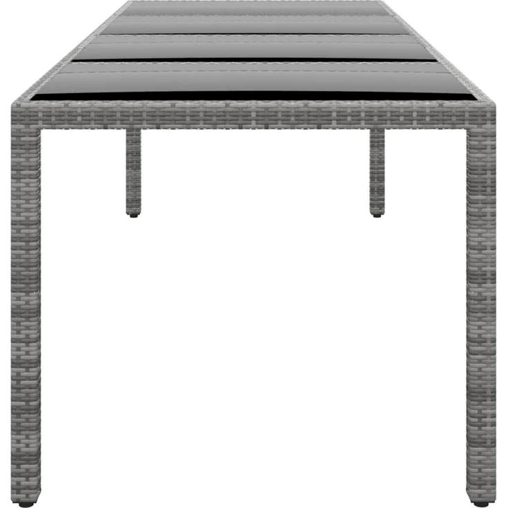 Gartentisch, Balkontisch, Esstisch 250 x 100 x 75 cm Hartglas und Poly Rattan Grau – Bild 3