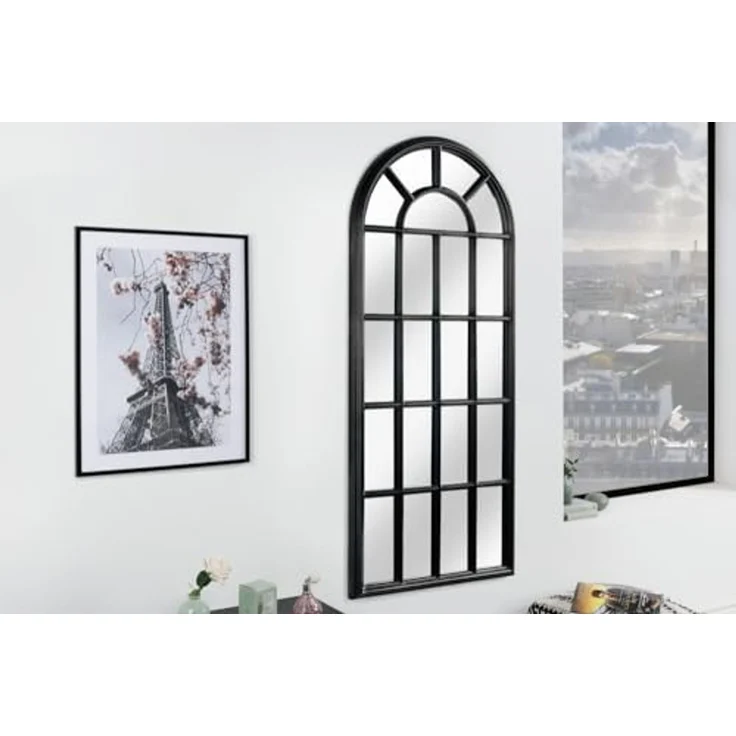 riess-ambiente Wandspiegel CASTILLO 140cm schwarz (Einzelartikel, 1-St), Wohnzimmer · groß · halbrund · mit Rahmen · Fenster-Design · Deko – Bild 3