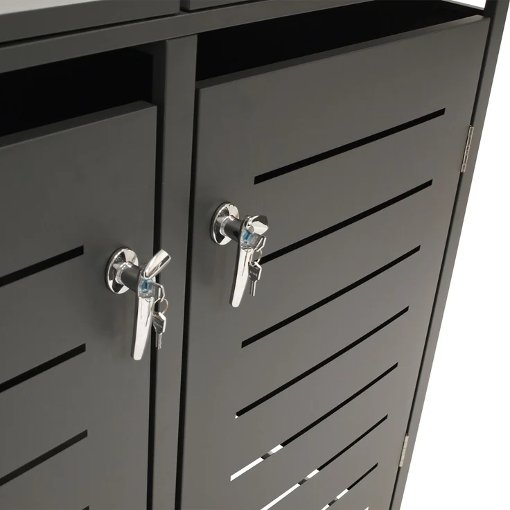 DEGAMO KÖLN Mülltonnenbox 2-er, Stahl verzinkt, anthrazit, 132x80x116cm für 2x Tonnen bis 240 Liter – Bild 3