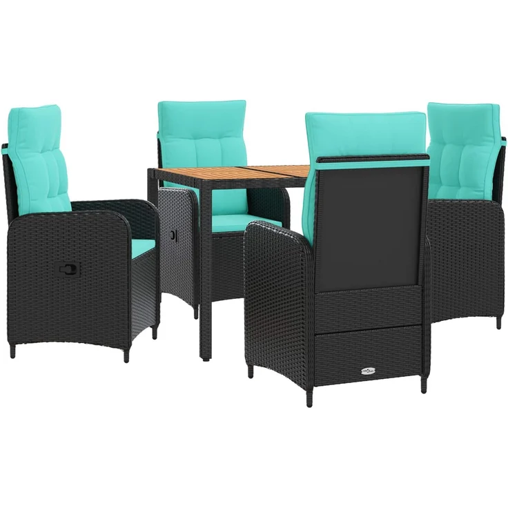 vidaXL Outdoortisch-Set 5 stk. Black and Turquoise 90 x 90 x 75 cm 3422267 – Bild 2